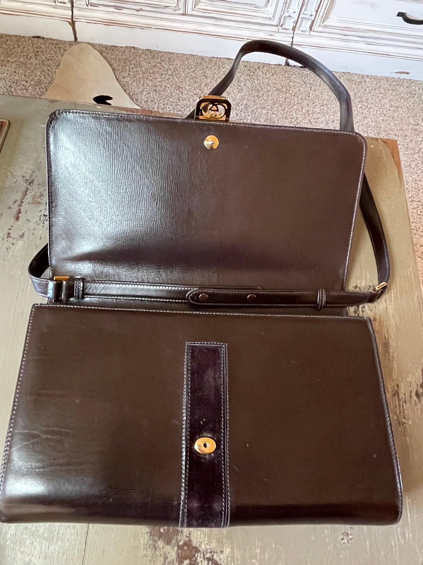 Gucci Vintage Brown Leather Handbag