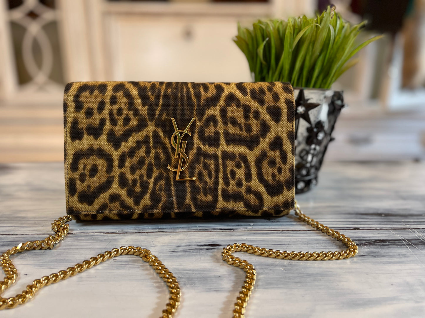 YSL Kate Monogram Leopard Print Shoulder Bag (Wallet on Chain)