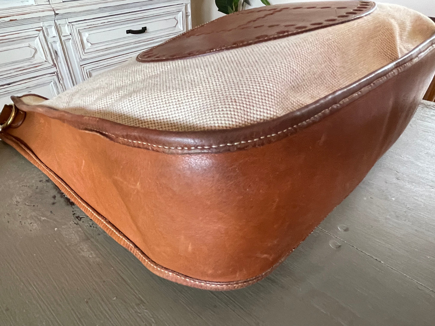 Hermés EVELYN 1 GM Canvas & Leather Shoulder Bag
