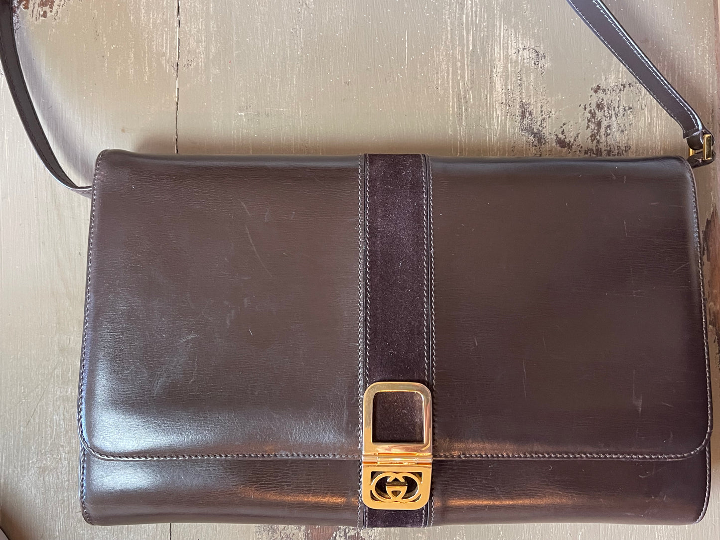 Gucci Vintage Brown Leather Handbag