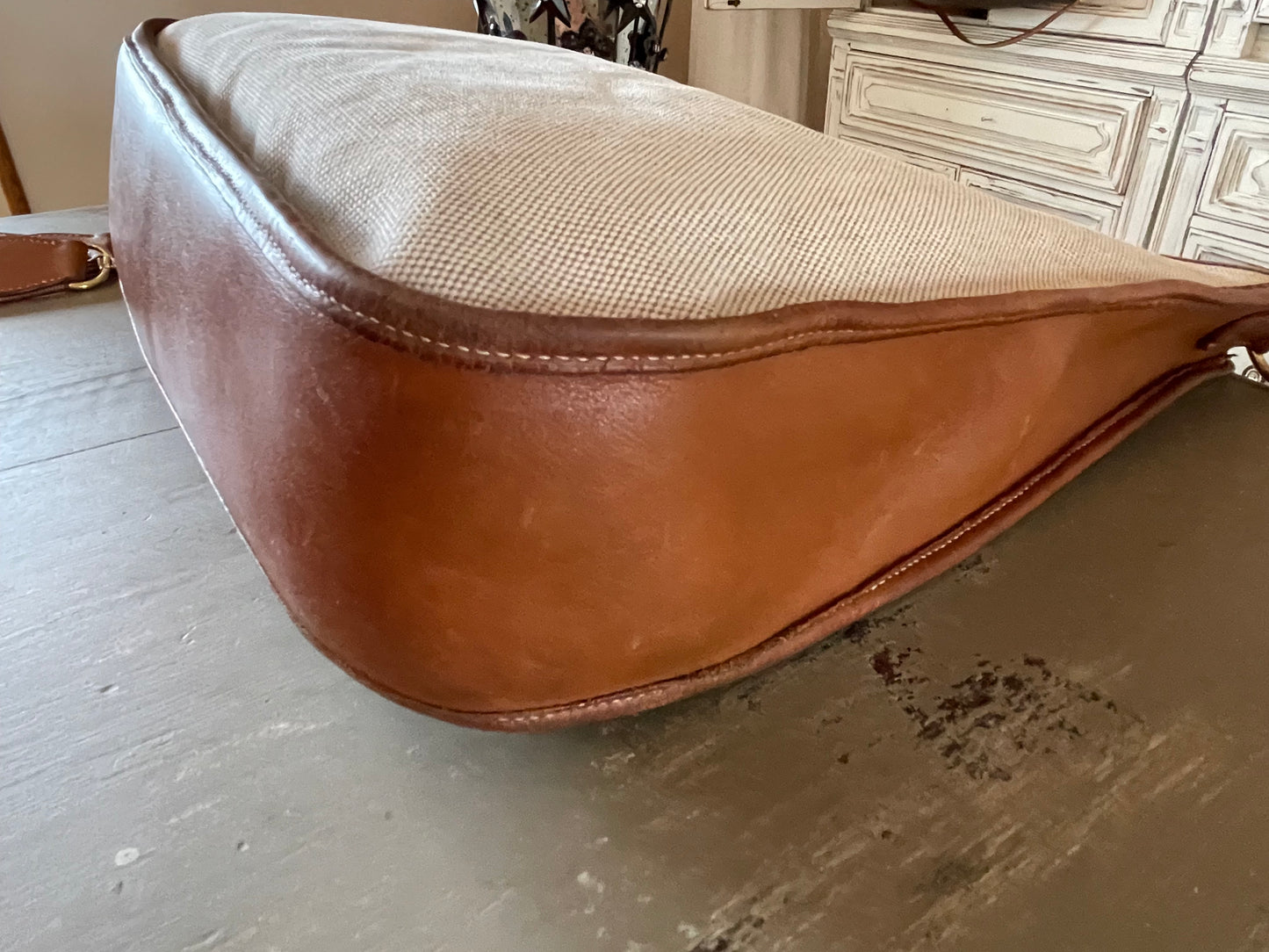 Hermés EVELYN 1 GM Canvas & Leather Shoulder Bag