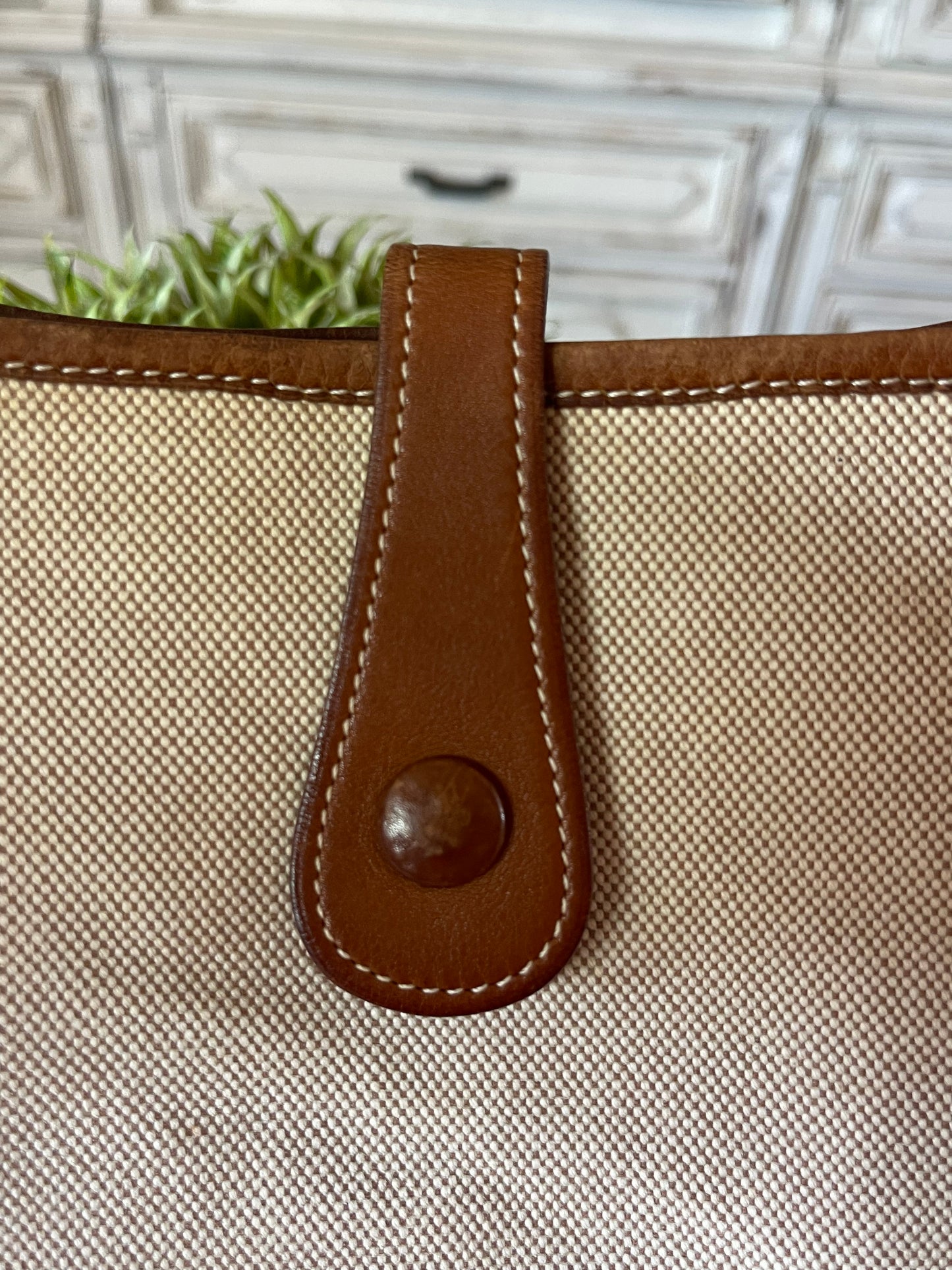 Hermés EVELYN 1 GM Canvas & Leather Shoulder Bag