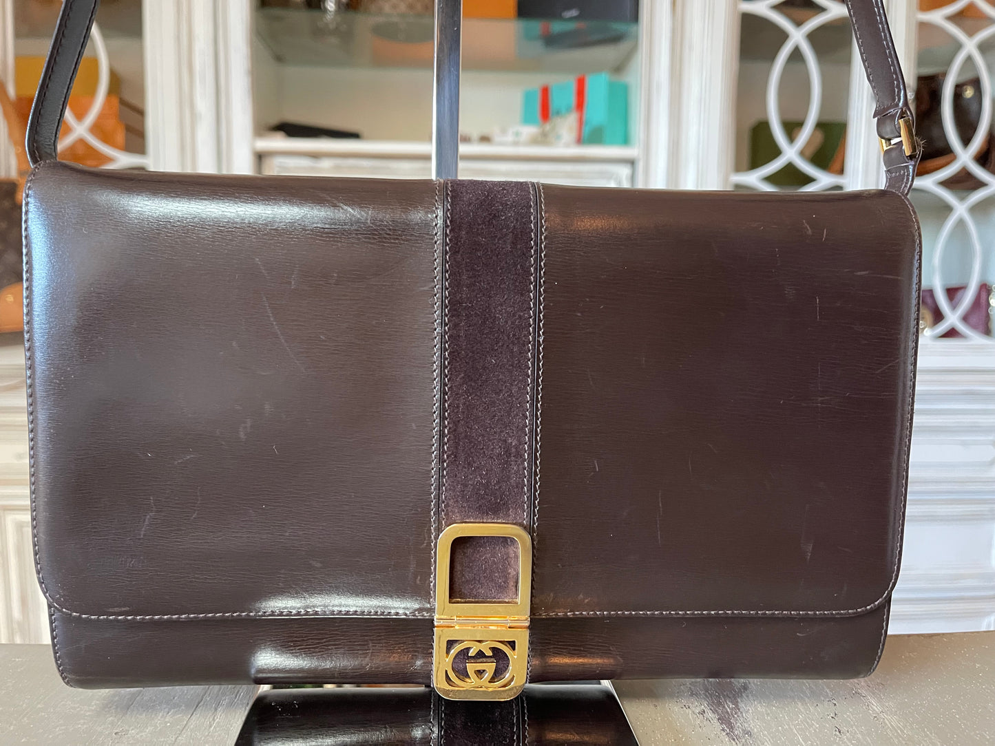 Gucci Vintage Brown Leather Handbag