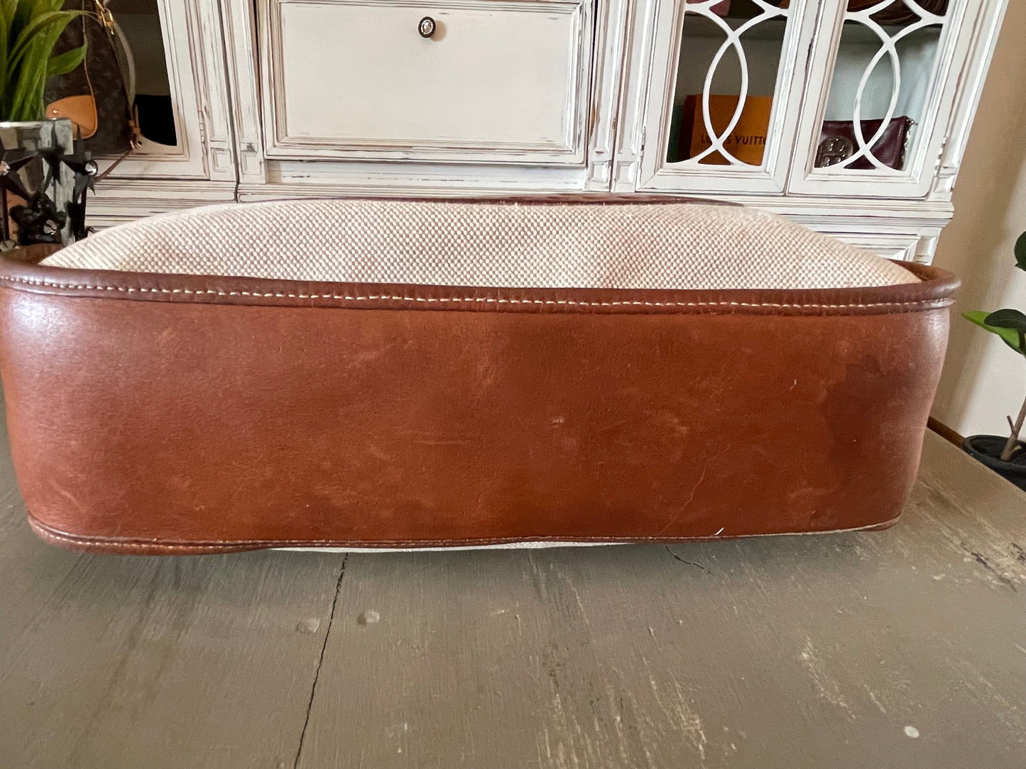 Hermés EVELYN 1 GM Canvas & Leather Shoulder Bag
