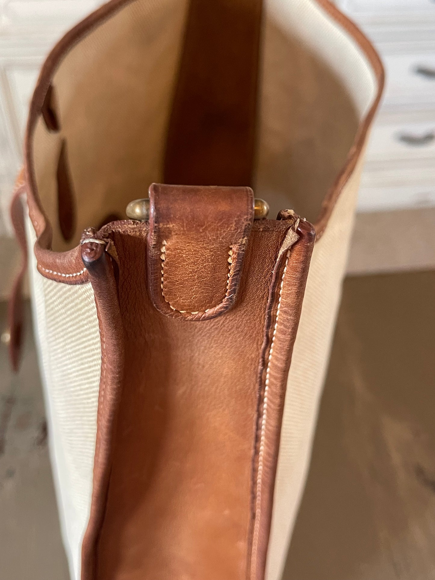 Hermés EVELYN 1 GM Canvas & Leather Shoulder Bag