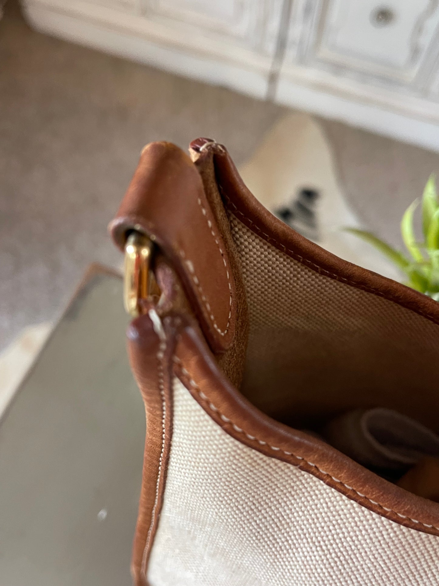 Hermés EVELYN 1 GM Canvas & Leather Shoulder Bag