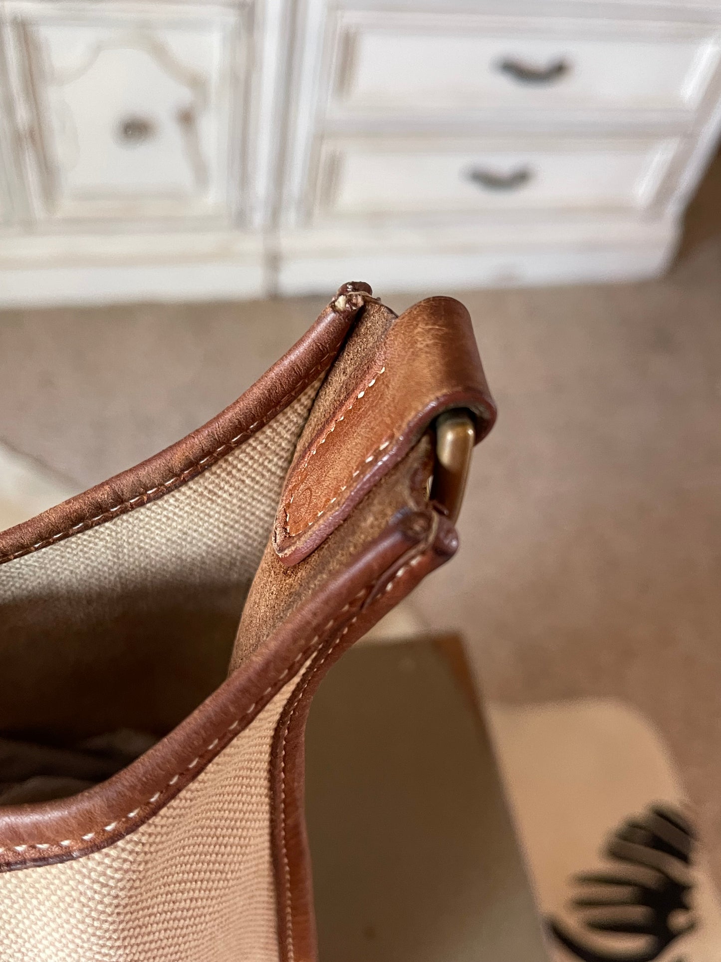 Hermés EVELYN 1 GM Canvas & Leather Shoulder Bag