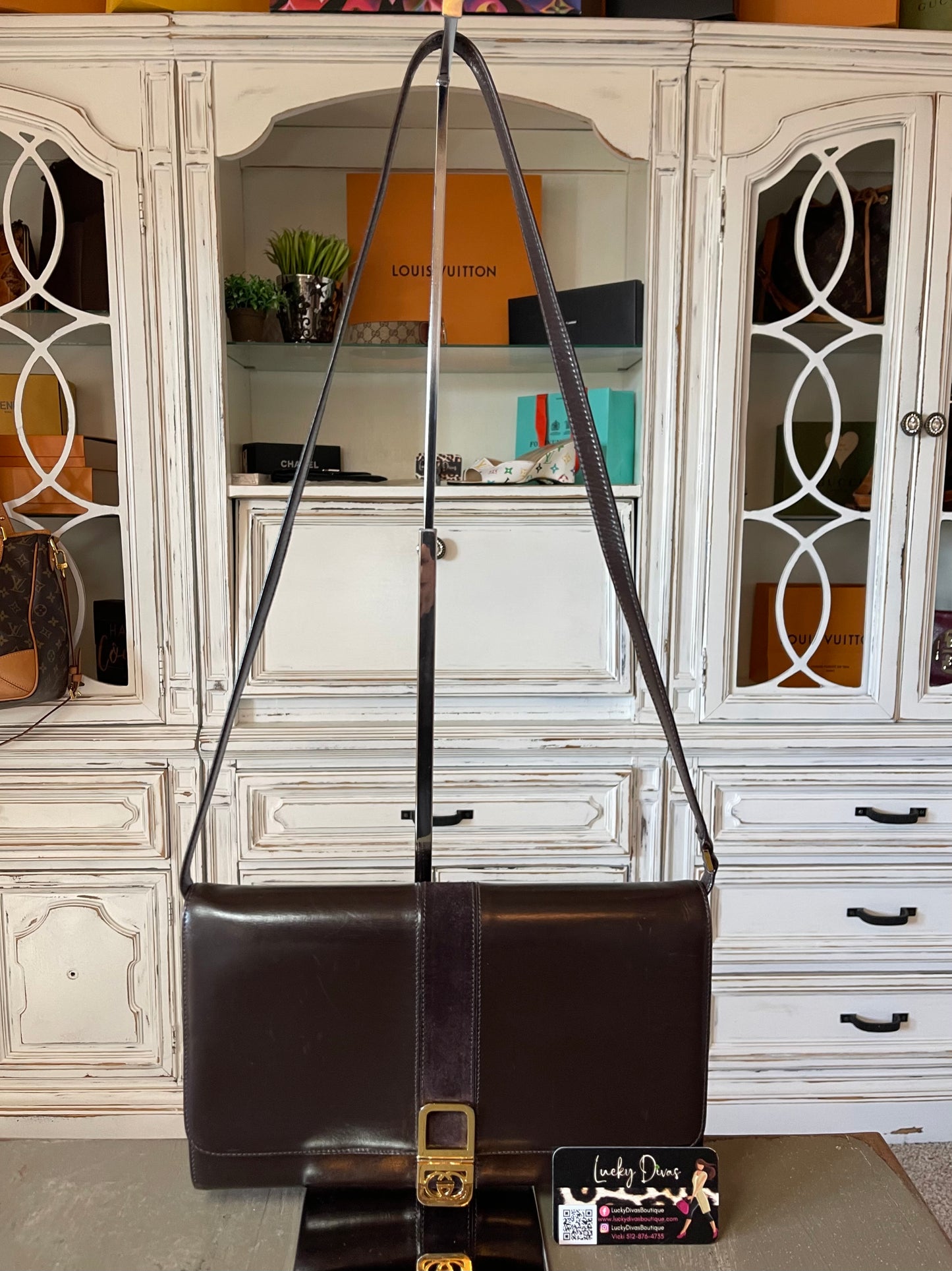Gucci Vintage Brown Leather Handbag
