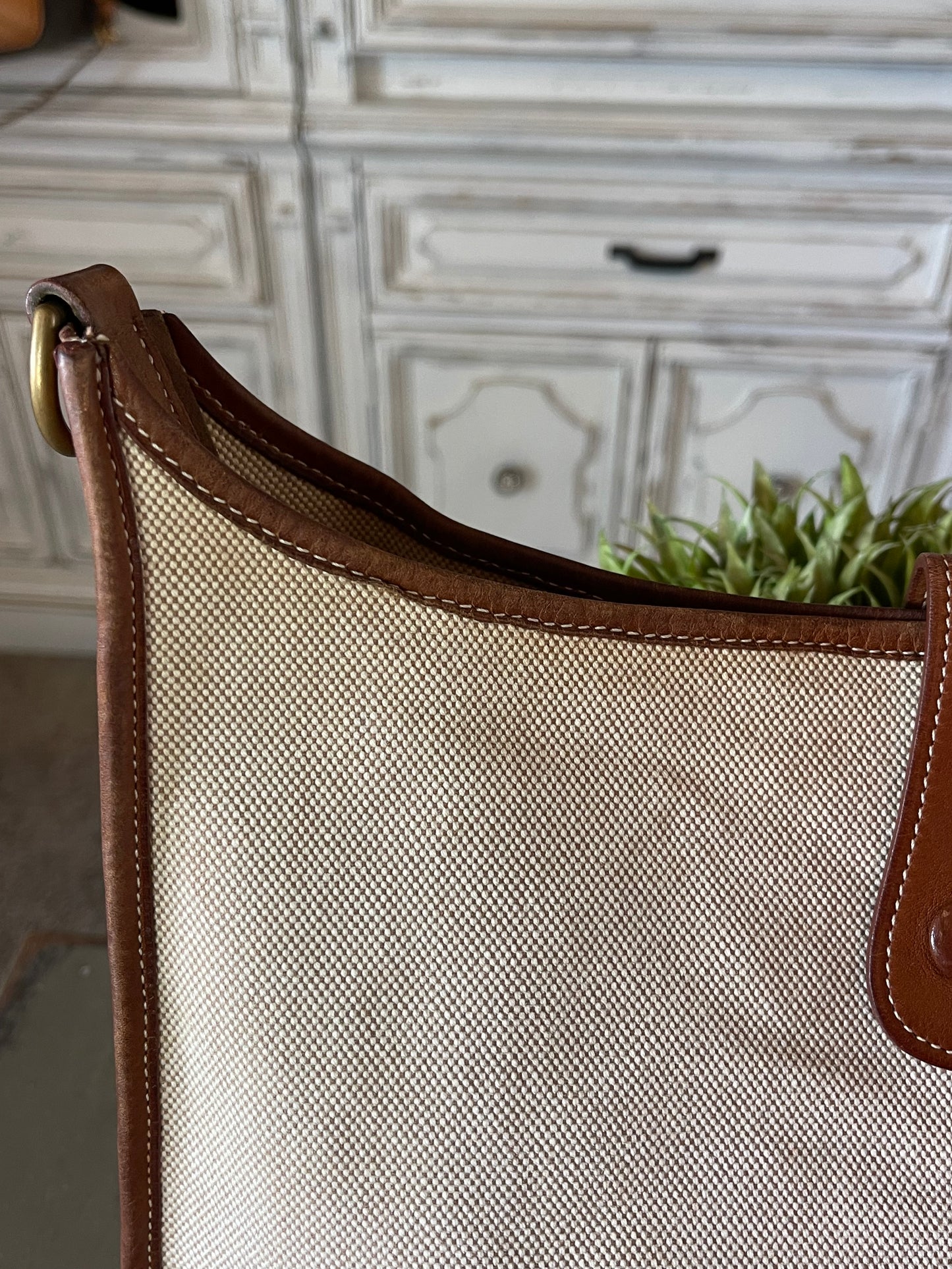 Hermés EVELYN 1 GM Canvas & Leather Shoulder Bag
