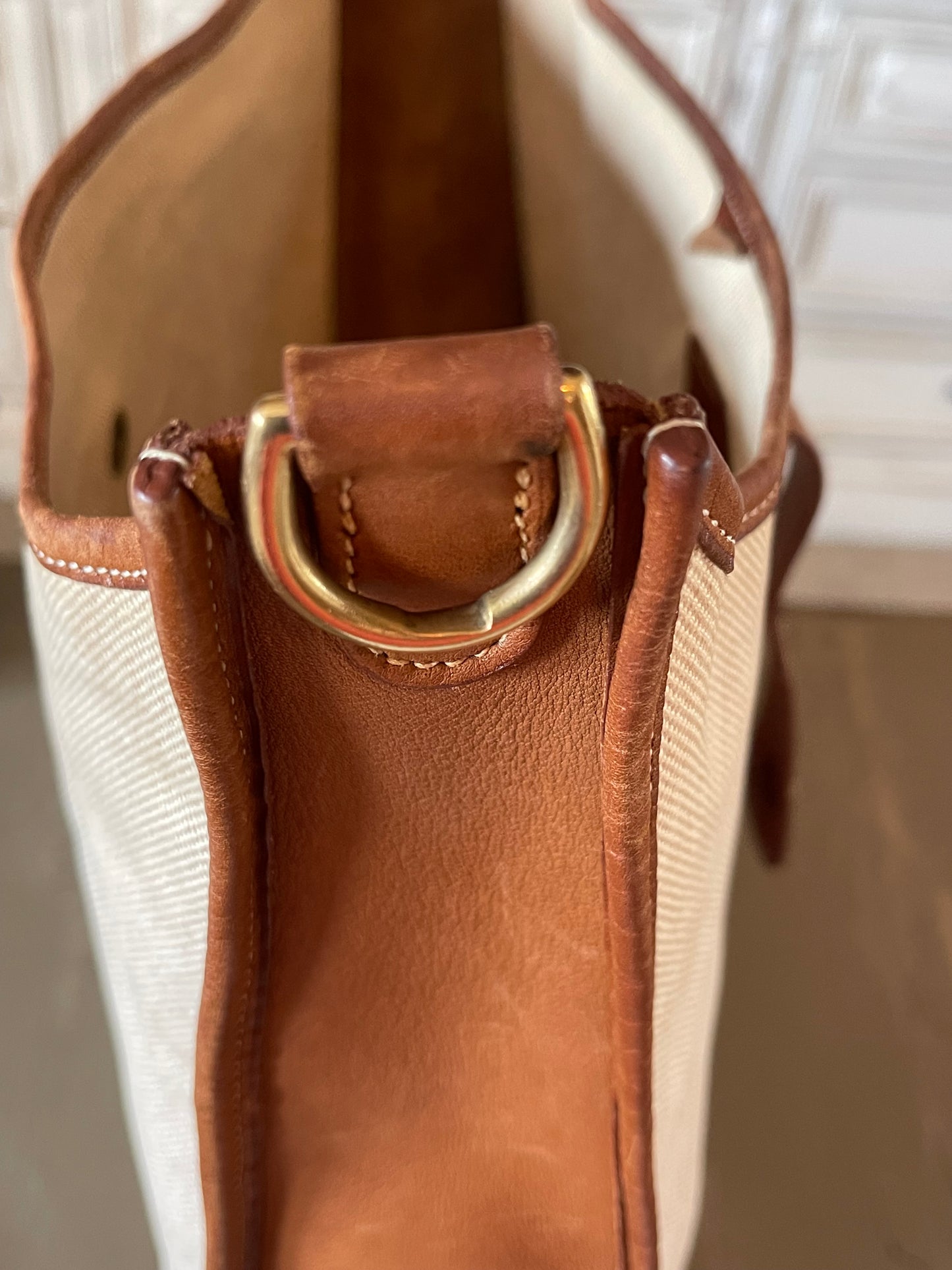 Hermés EVELYN 1 GM Canvas & Leather Shoulder Bag