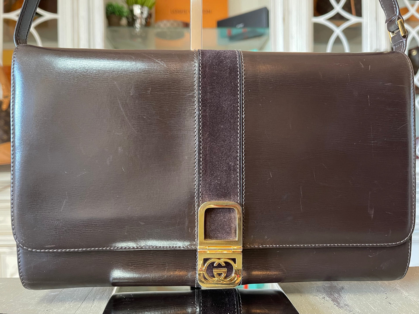 Gucci Vintage Brown Leather Handbag