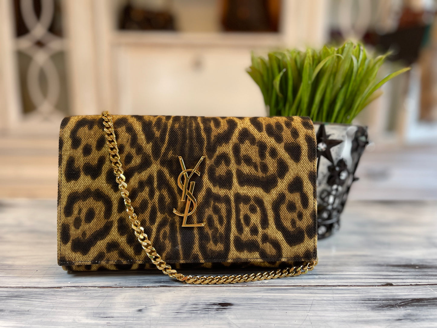 YSL Kate Monogram Leopard Print Shoulder Bag (Wallet on Chain)