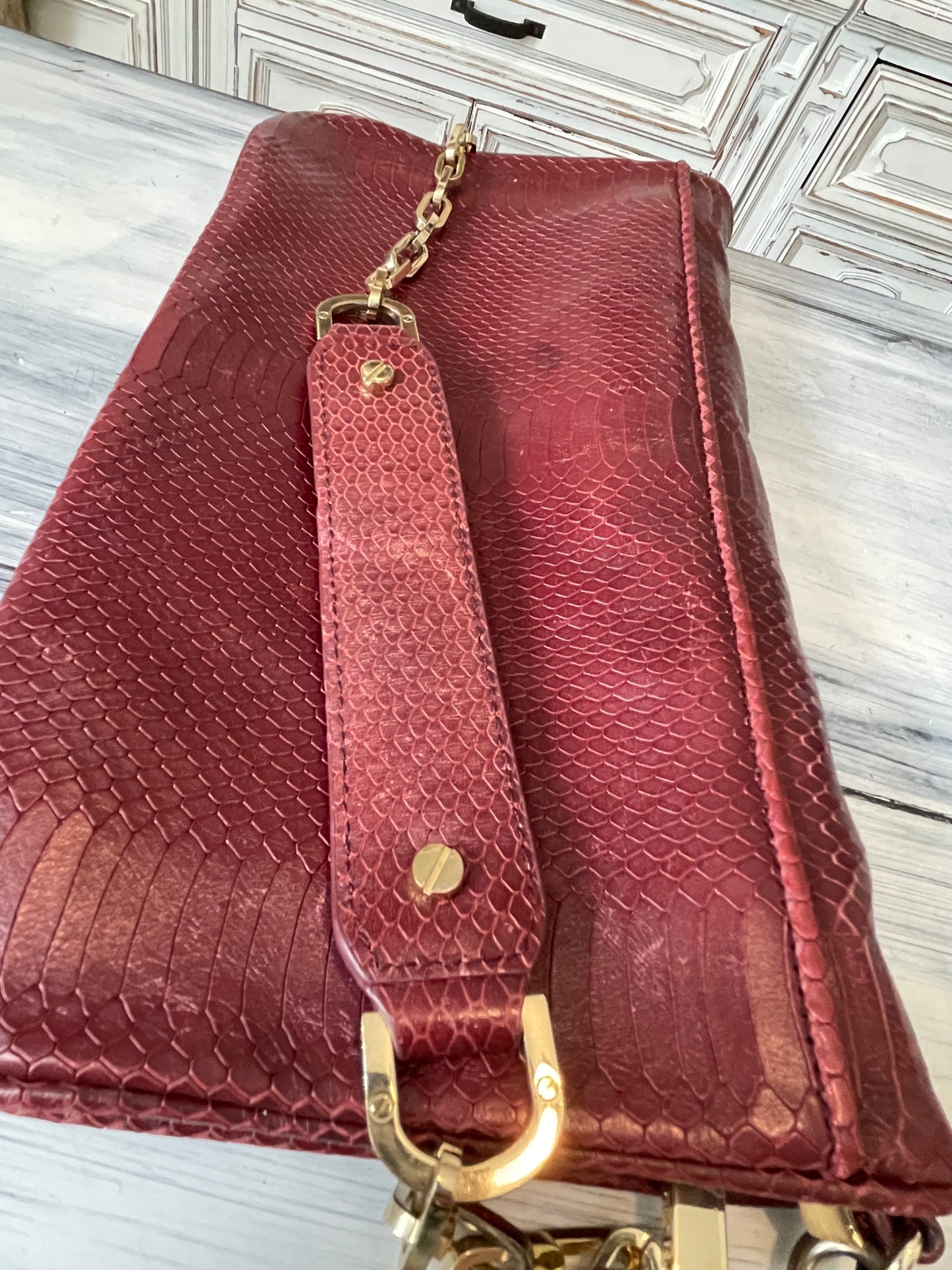 Tory Burch Reva Python Clutch